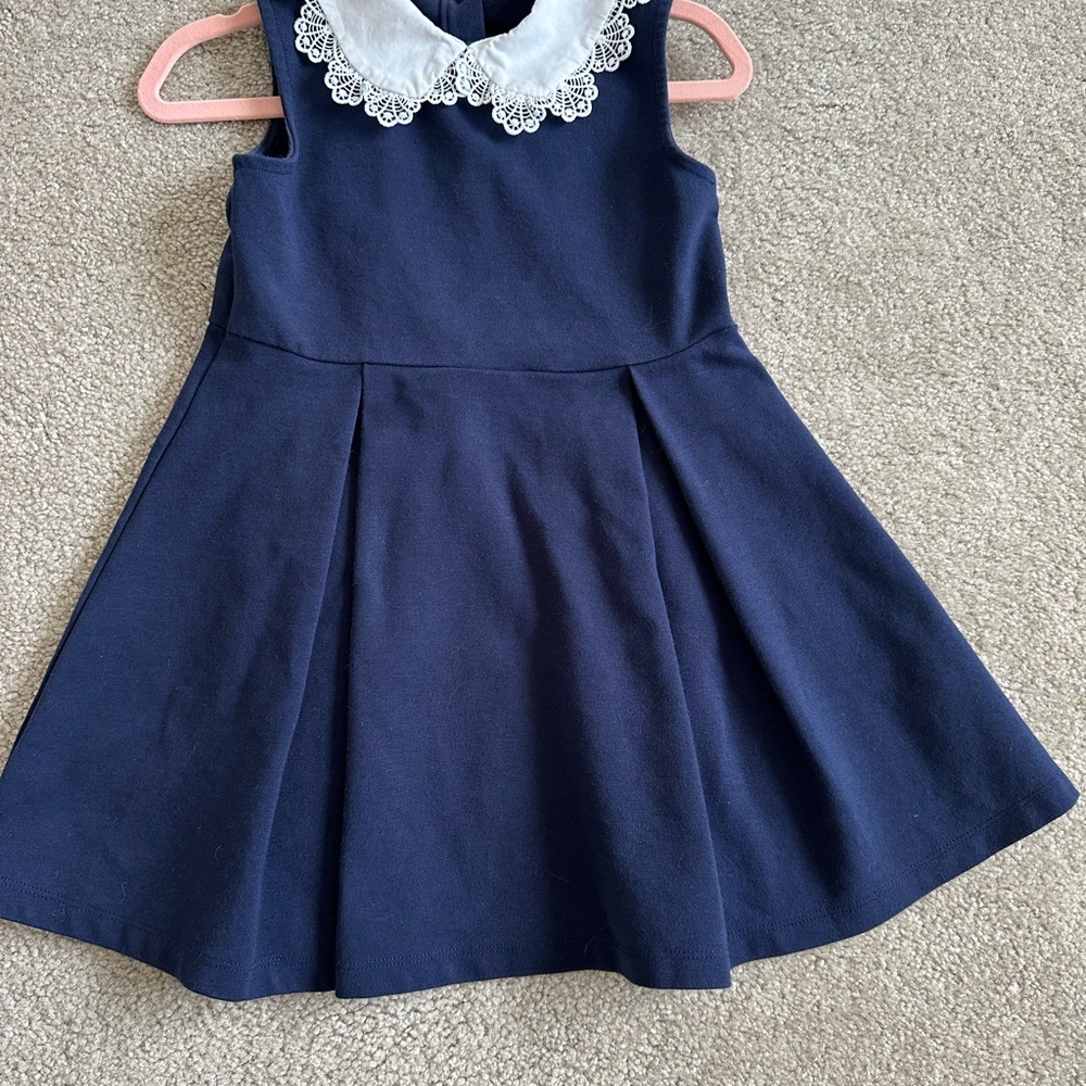 Janie and Jack Navy Blue Kids Dress with White Collar - Picture 1 of 2